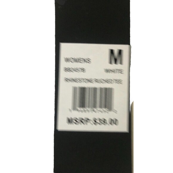 Bebe Sport White With Pink Rhinestones Ruched Tee  Size Medium NWT - Picture 11 of 12